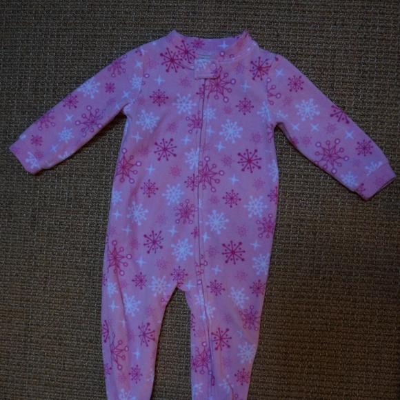 Girls Size 12mos Emma & Jack Pink Fleece 1-piece PJs - Picture 1 of 4